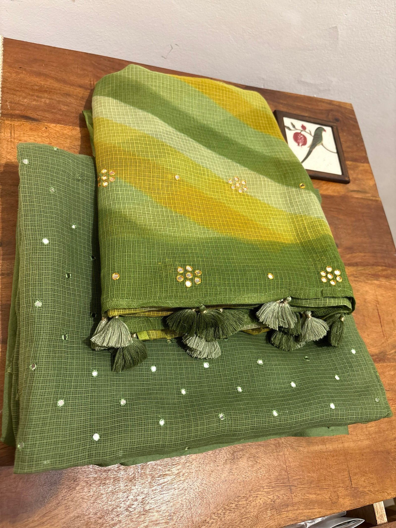Pure Cotton Kota by Kota with hand mirror work Salwars by Ikhtirah (Mehdi Green) - Image 3