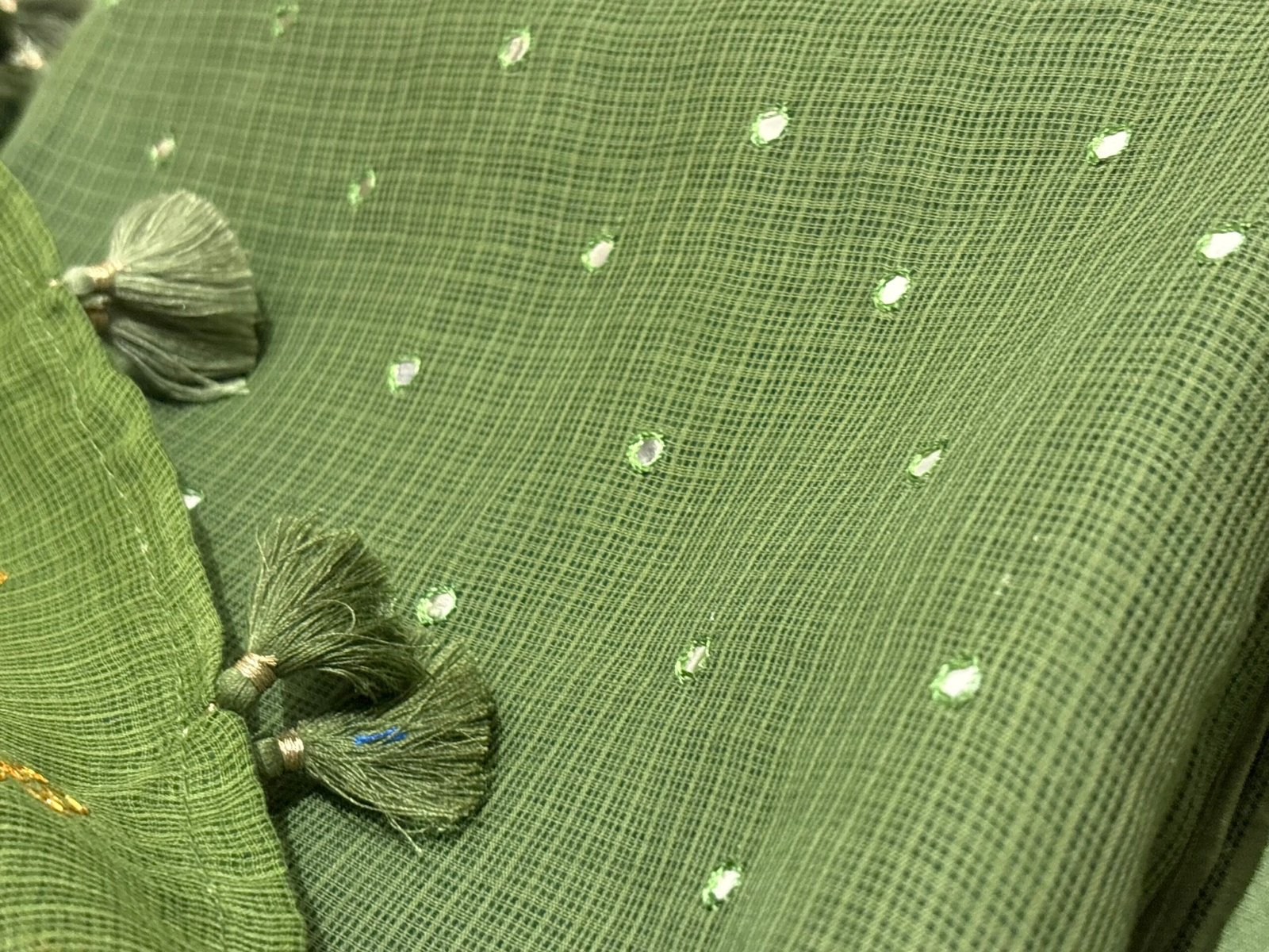 Pure Cotton Kota by Kota with hand mirror work Salwars by Ikhtirah (Mehdi Green) - Image 4