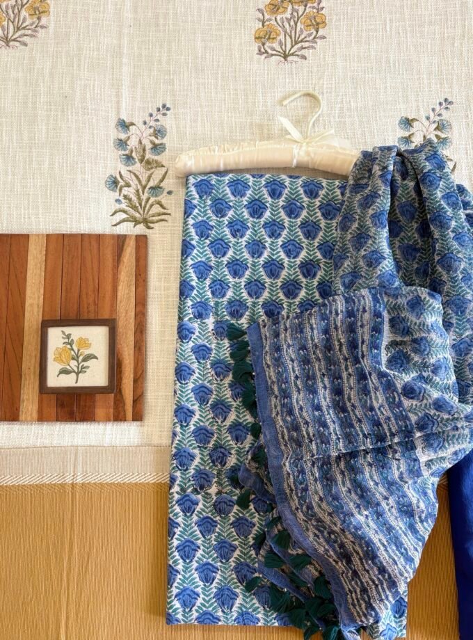 Pure Cotton Handblock Salwars with Pure Kota Dupatta by Ikhtirah