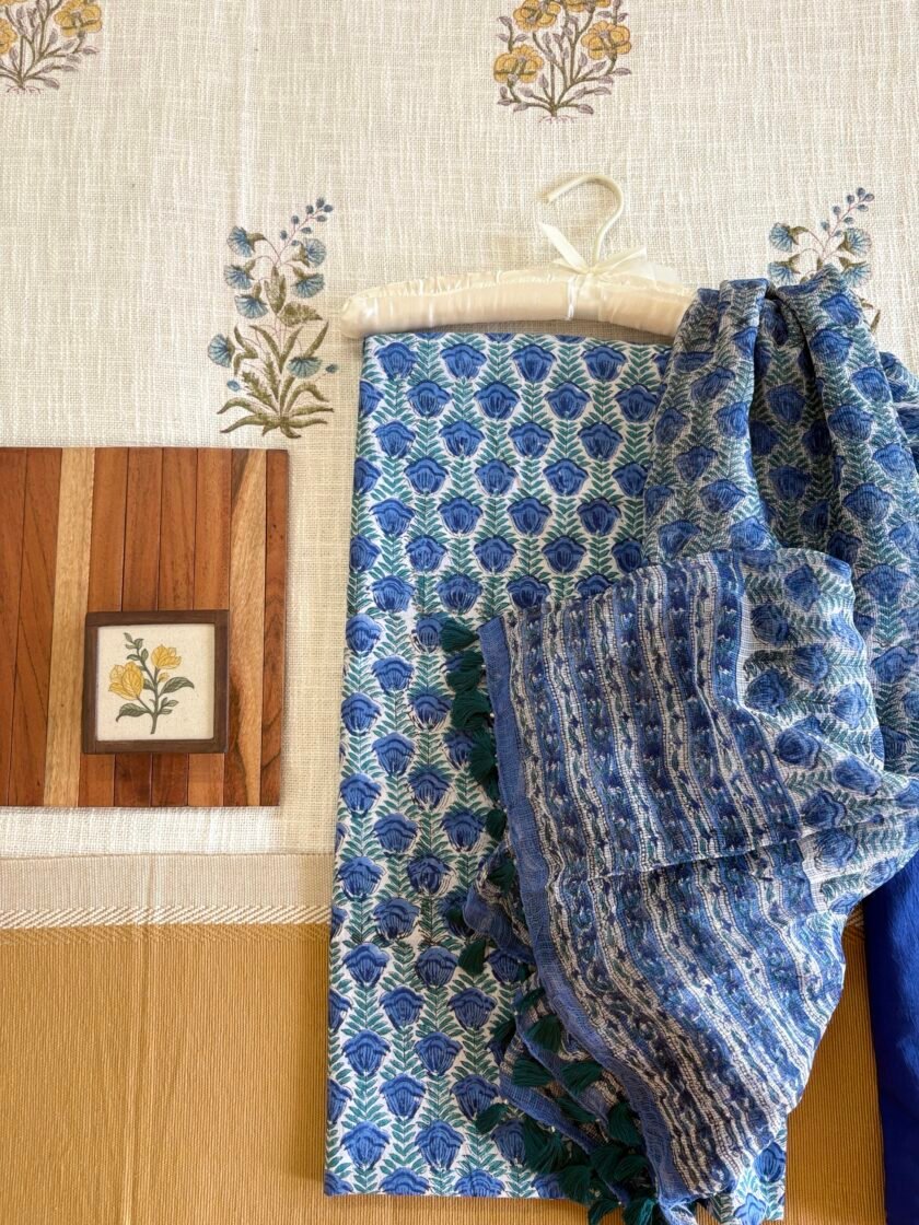 Pure Cotton Handblock Salwars with Pure Kota Dupatta by Ikhtirah - Image 2
