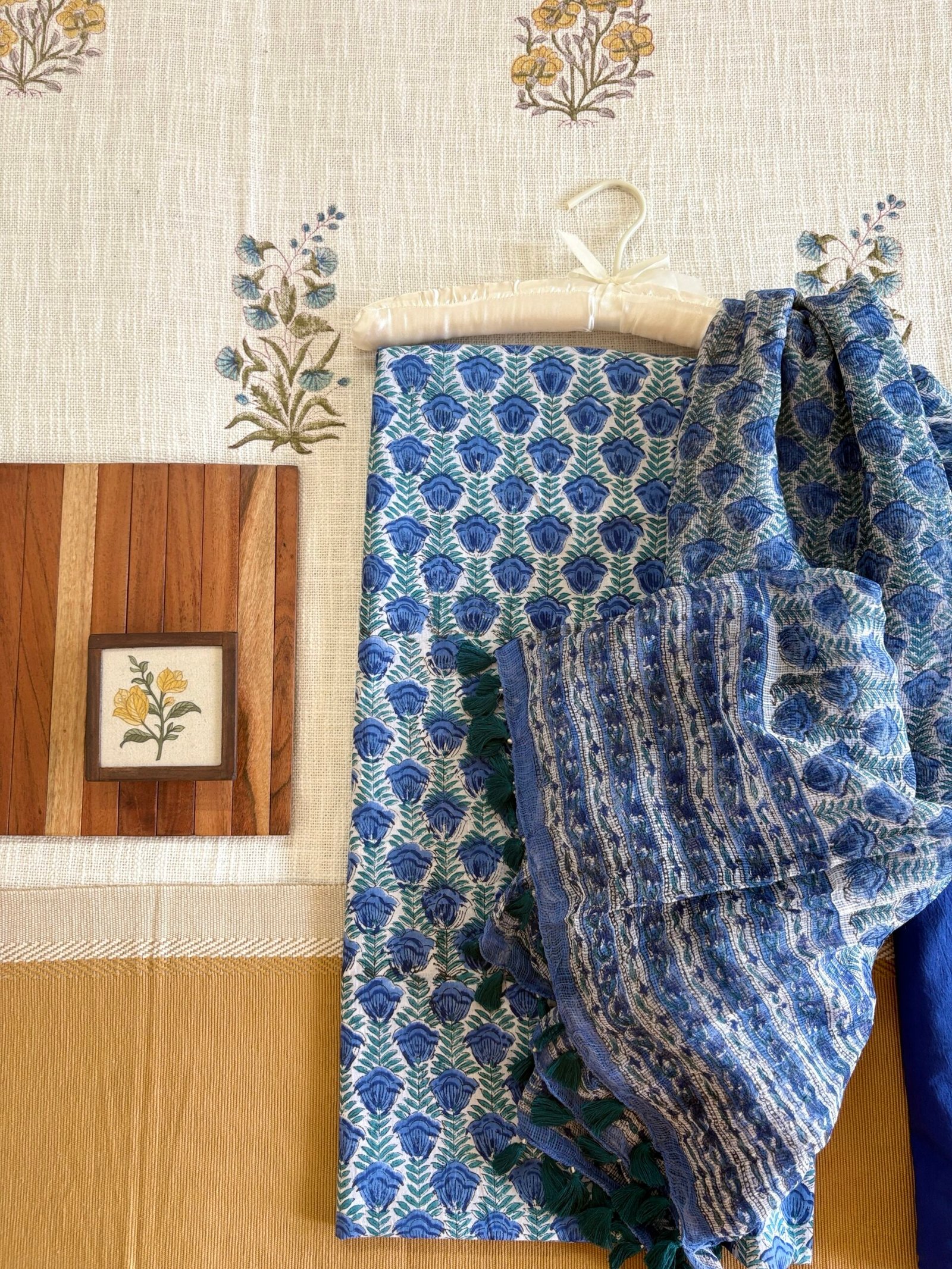 Pure Cotton Handblock Salwars with Pure Kota Dupatta by Ikhtirah - Image 2