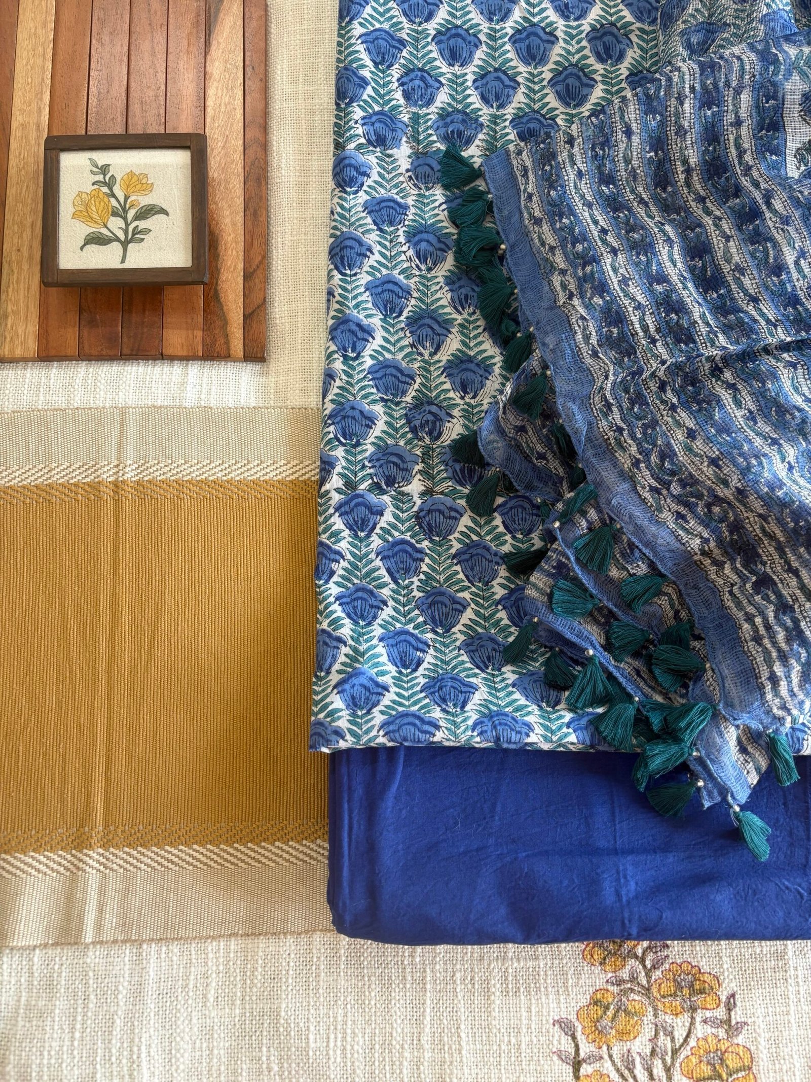 Pure Cotton Handblock Salwars with Pure Kota Dupatta by Ikhtirah - Image 3