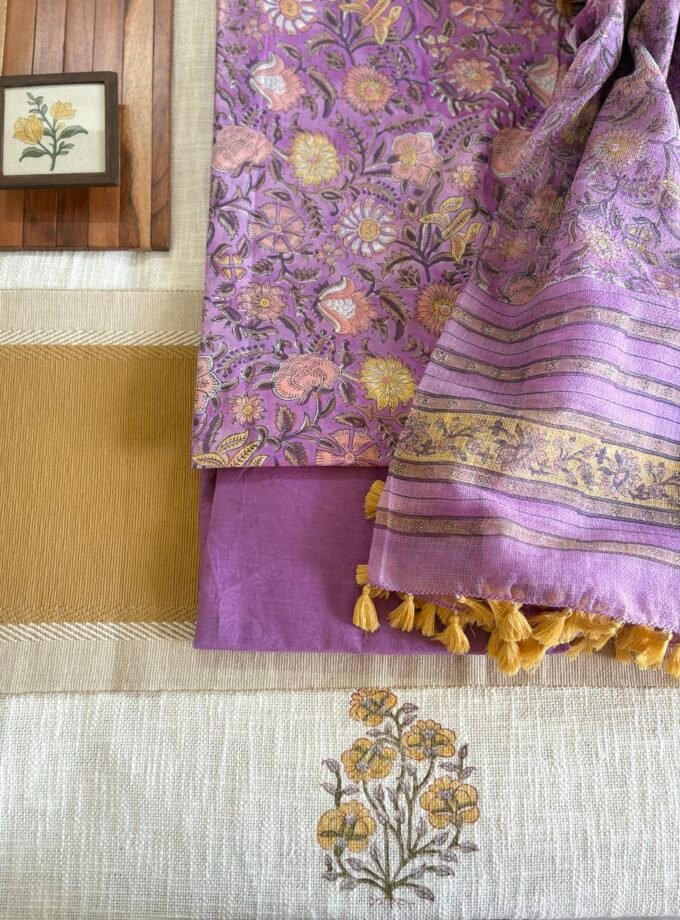 Pure Cotton Handblock Salwars with Pure Kota Dupatta by Ikhtirah