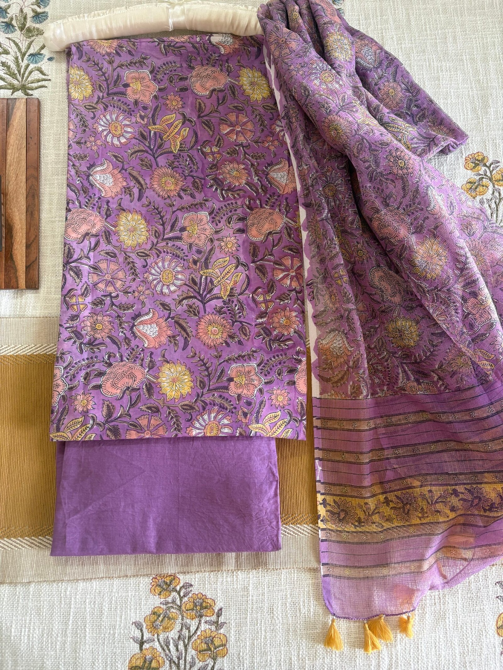 Pure Cotton Handblock Salwars with Pure Kota Dupatta by Ikhtirah - Image 2