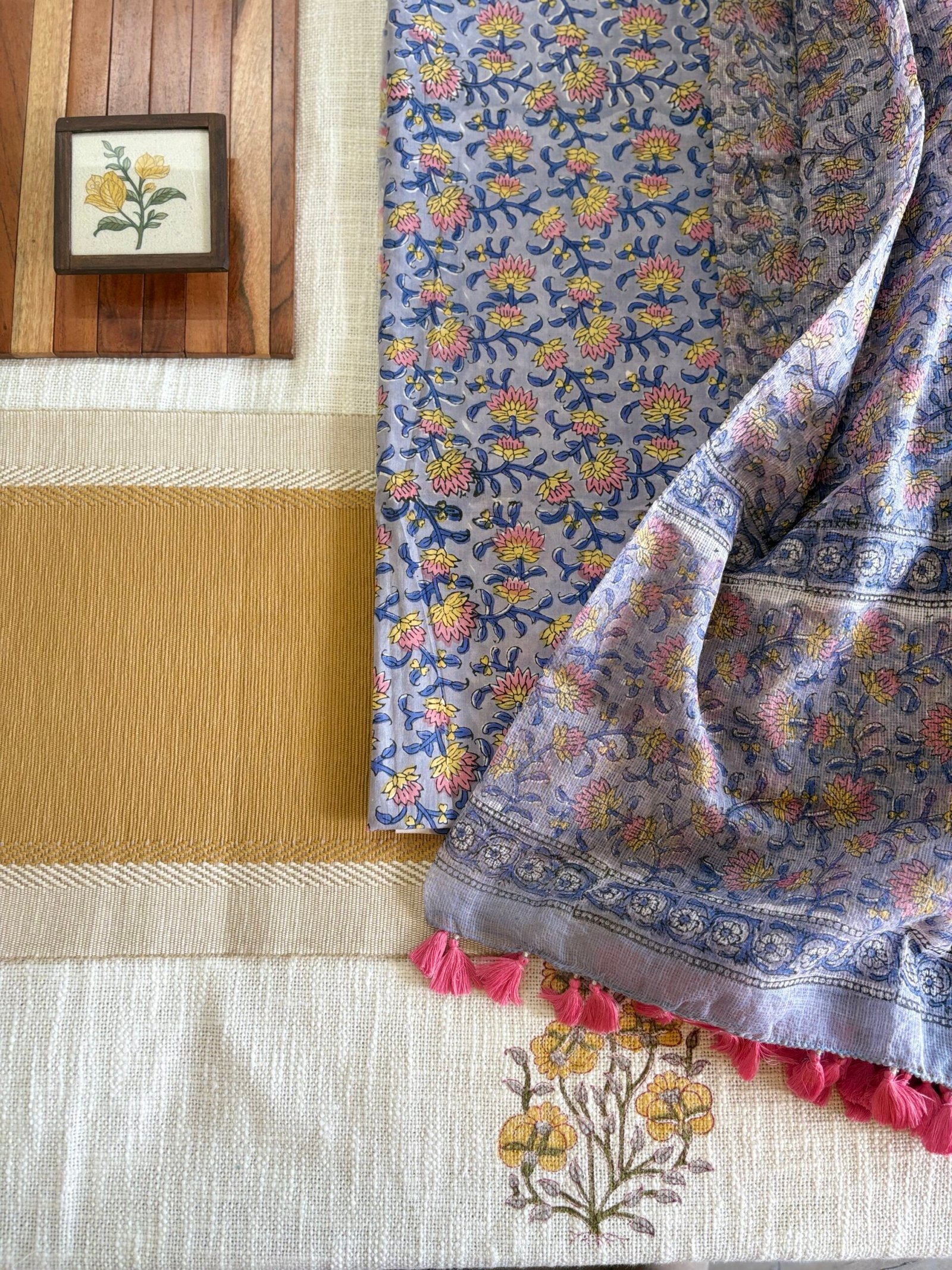 Pure Cotton Handblock Salwars with Pure Kota Dupatta by Ikhtirah - Image 2