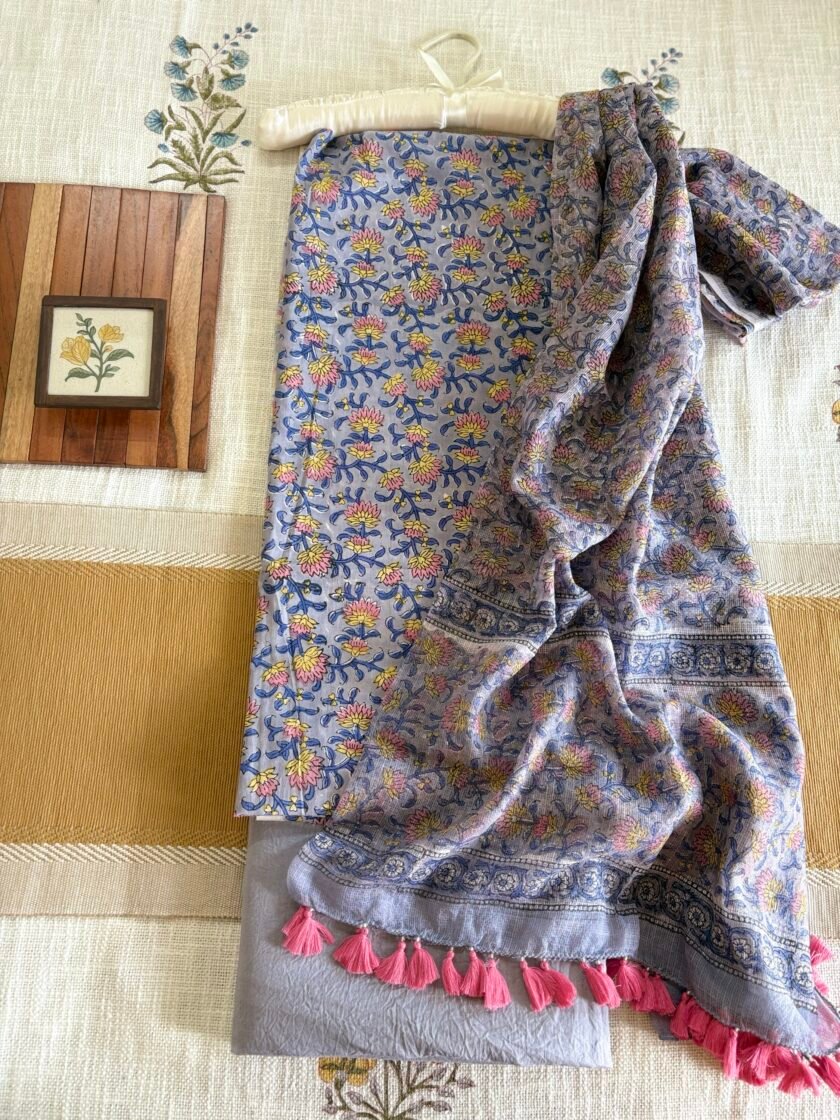 Pure Cotton Handblock Salwars with Pure Kota Dupatta by Ikhtirah - Image 5
