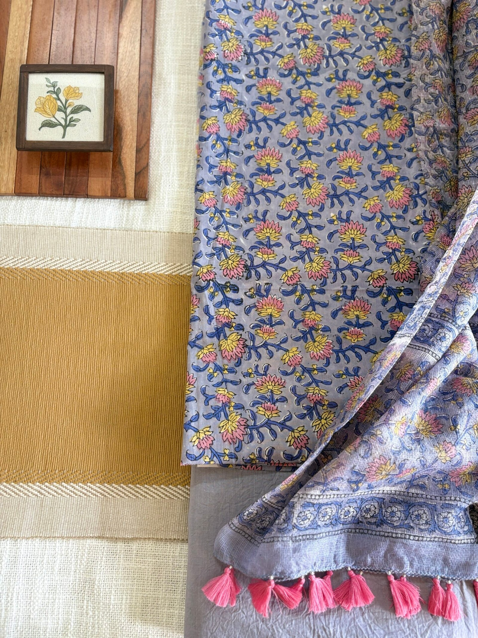 Pure Cotton Handblock Salwars with Pure Kota Dupatta by Ikhtirah - Image 3