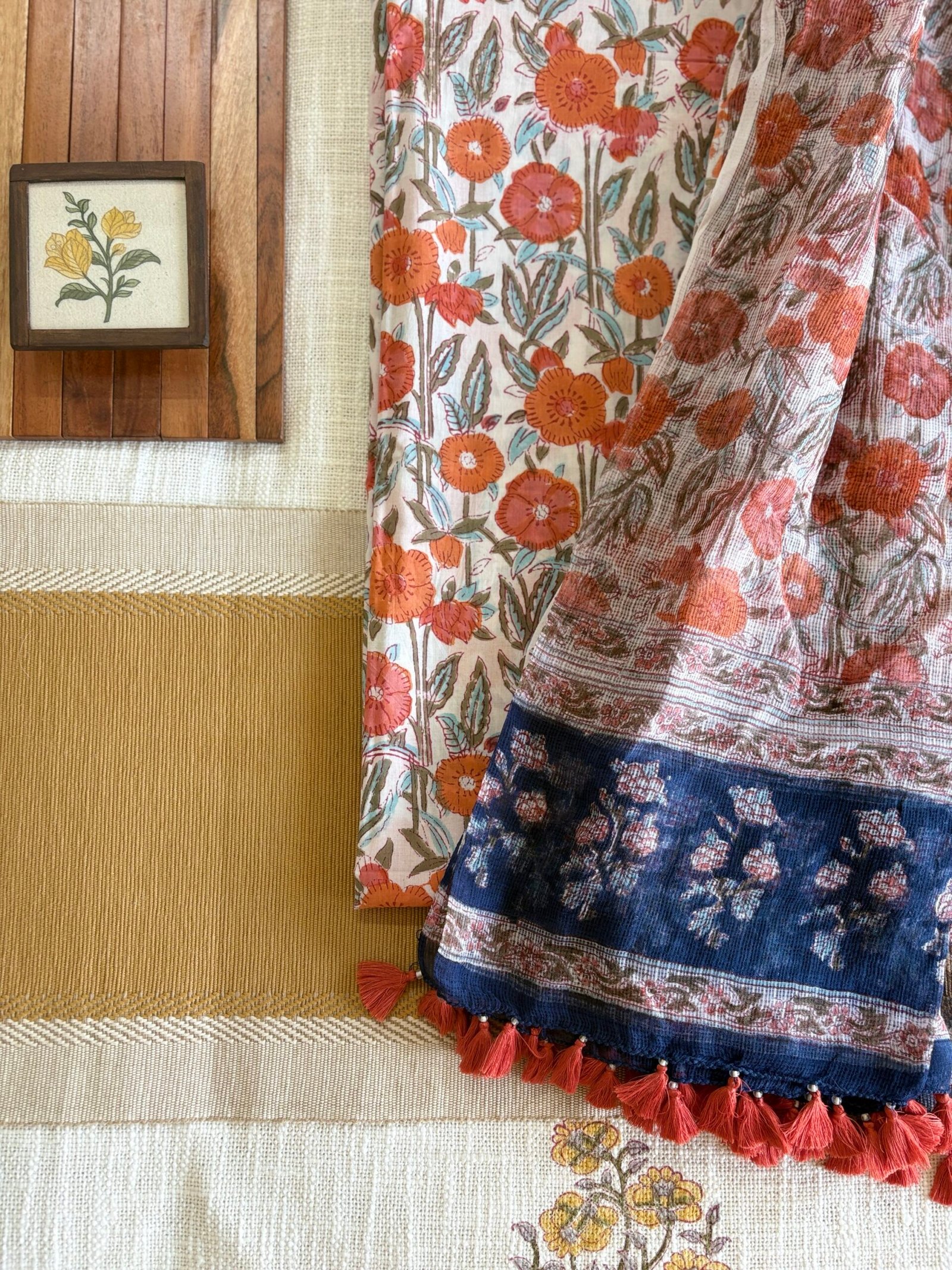 Pure Cotton Handblock Salwars with Pure Kota Dupatta by Ikhtirah - Image 3