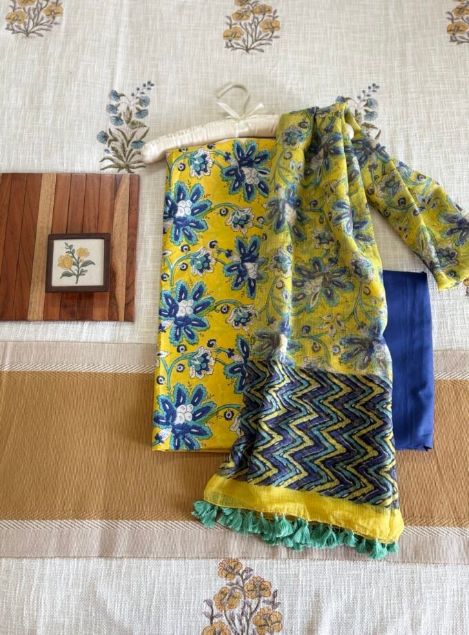 Pure Cotton Handblock Salwars with Pure Kota Dupatta by Ikhtirah