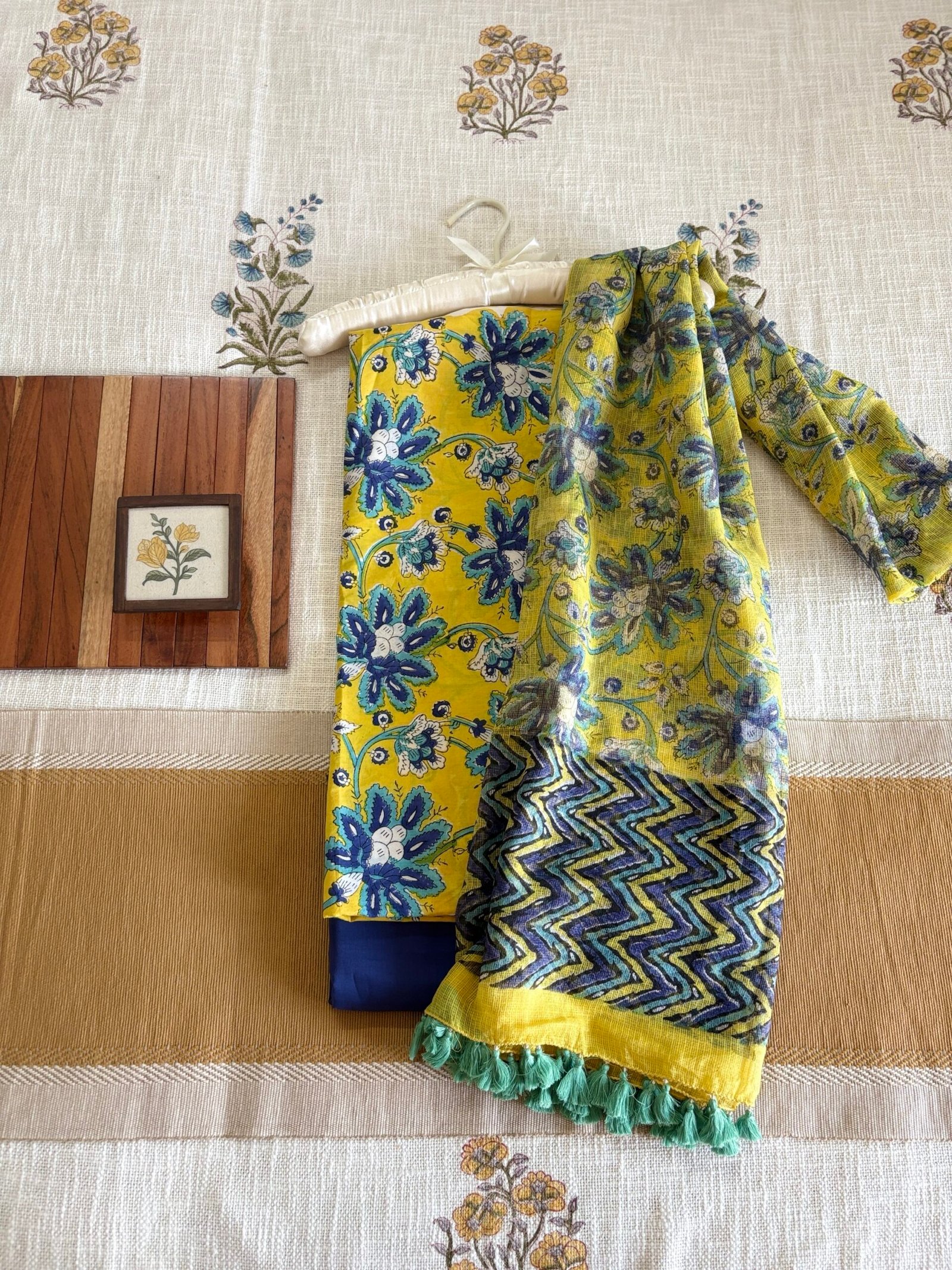 Pure Cotton Handblock Salwars with Pure Kota Dupatta by Ikhtirah