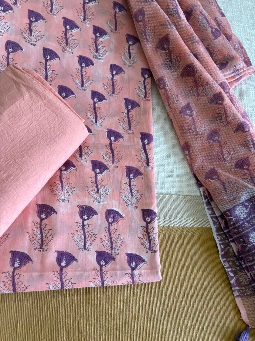 Pure Cotton Handblock Salwars with Pure Kota Dupatta by Ikhtirah - Image 3