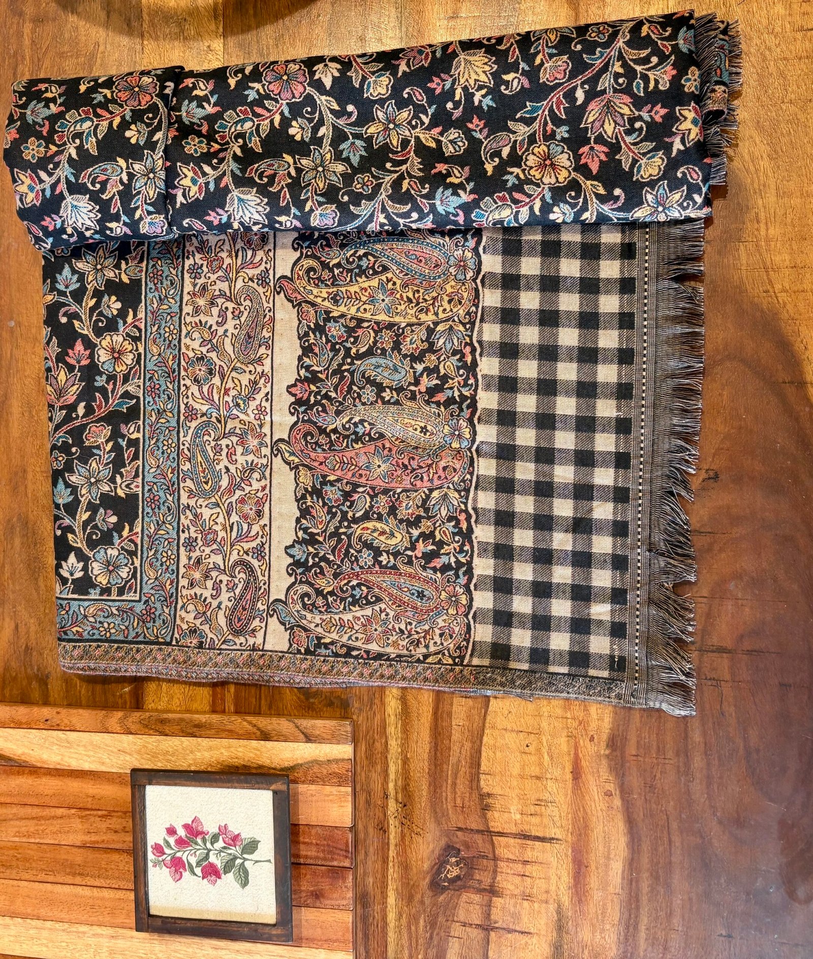 Woollen Woven Salwars with Reversible Shawl by Ikhtirah (Black) - Image 9