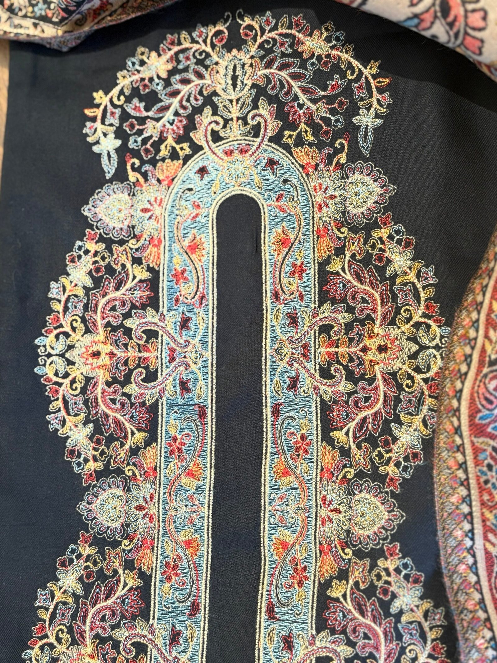 Woollen Woven Salwars with Reversible Shawl by Ikhtirah (Black) - Image 8