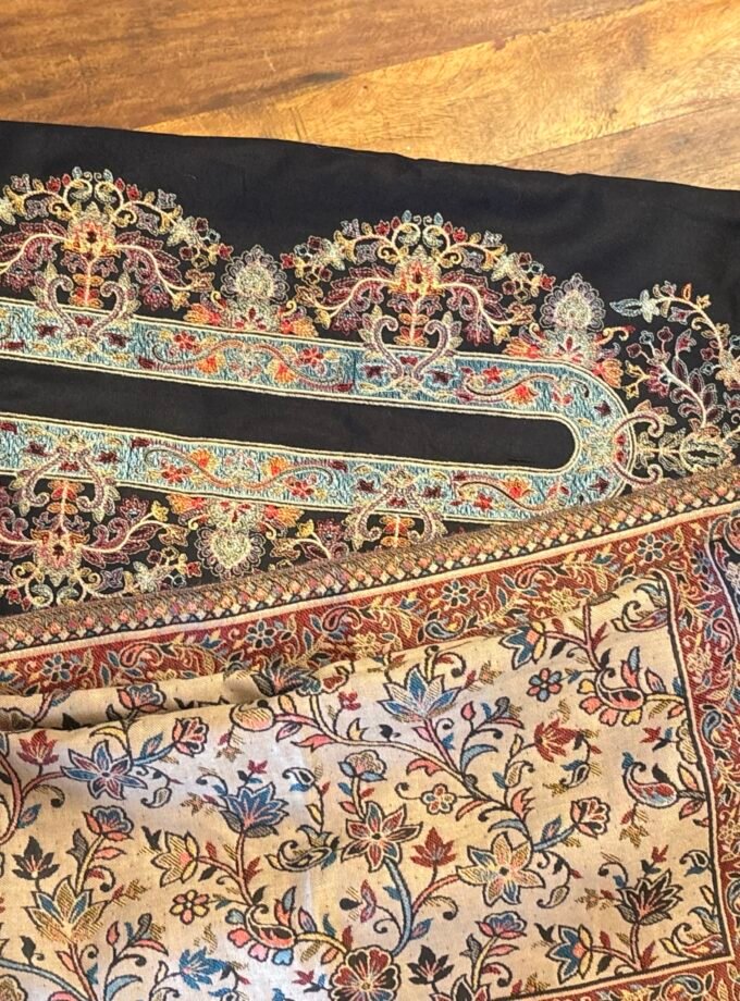 Woollen Woven Salwars with Reversible Shawl by Ikhtirah (Black)