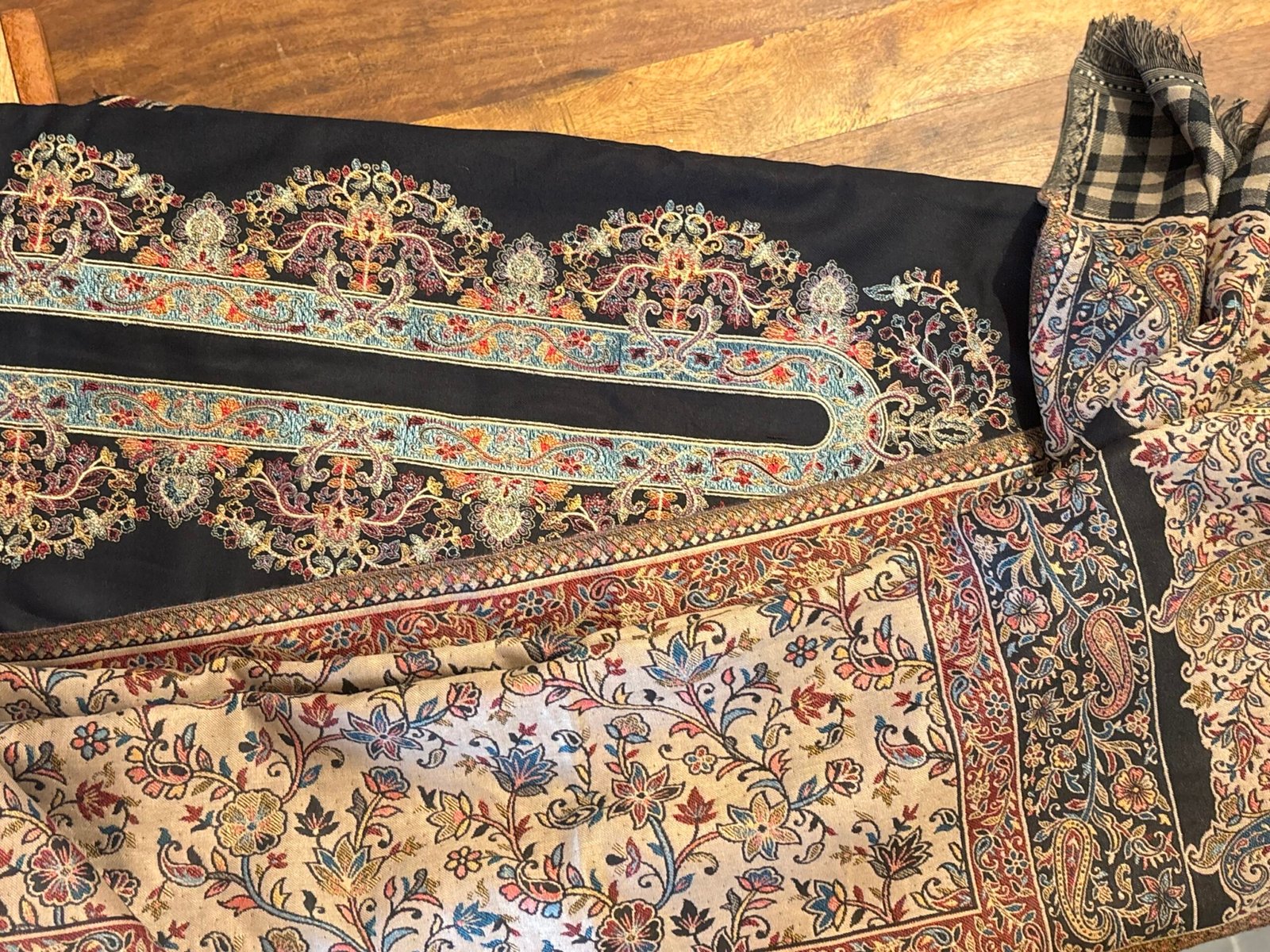 Woollen Woven Salwars with Reversible Shawl by Ikhtirah (Black) - Image 6