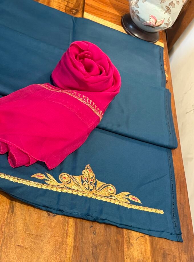 Tilla Embroidery Woollen Spun Salwar Suits with Chiffon Dupatta by Ikhtirah