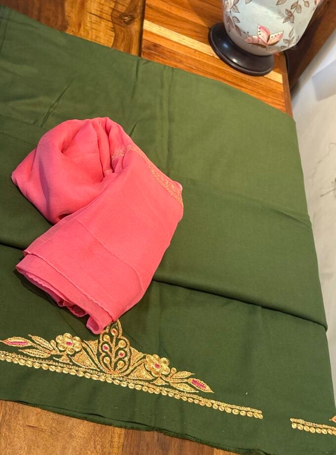 Tilla Embroidery Woollen Spun Salwar Suits with Chiffon Dupatta by Ikhtirah