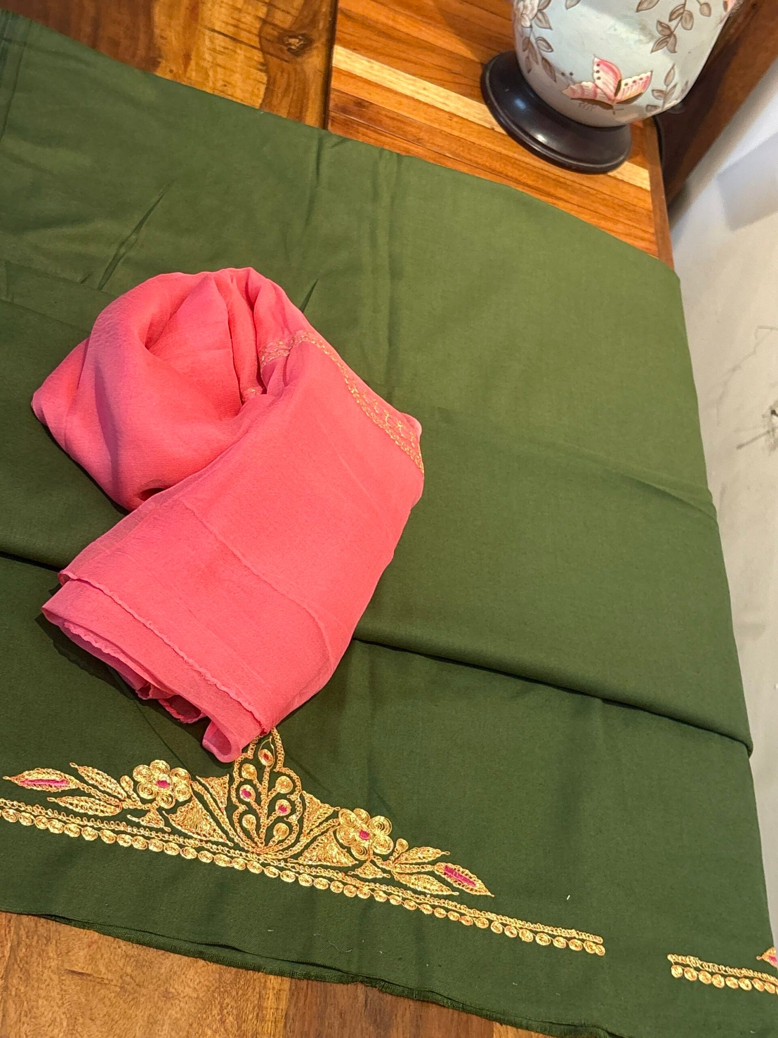 Tilla Embroidery Woollen Spun Salwar Suits with Chiffon Dupatta by Ikhtirah - Image 2