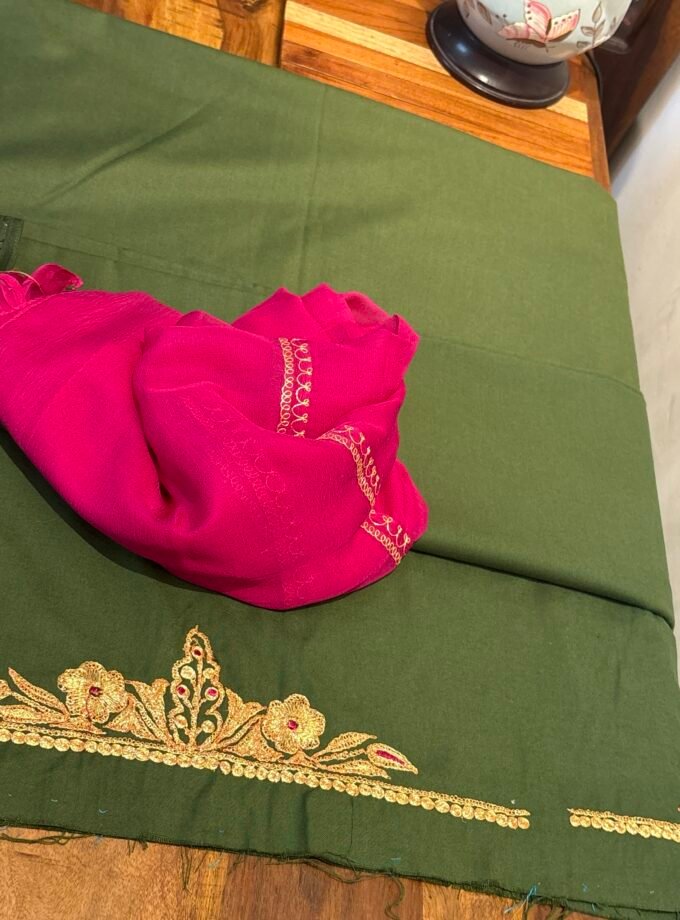 Tilla Embroidery Woollen Spun Salwar Suits with Chiffon Dupatta by Ikhtirah