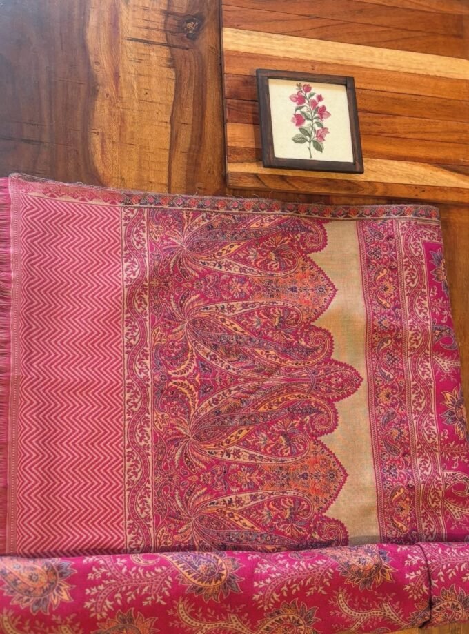 Woollen Woven Salwars with Reversible Shawl by Ikhtirah (Pink)