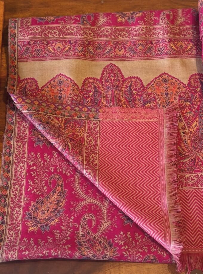 Woollen Woven Salwars with Reversible Shawl by Ikhtirah (Pink)