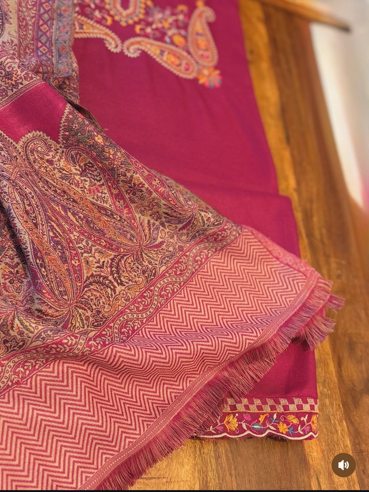 Woollen Woven Salwars with Reversible Shawl by Ikhtirah (Pink) - Image 9