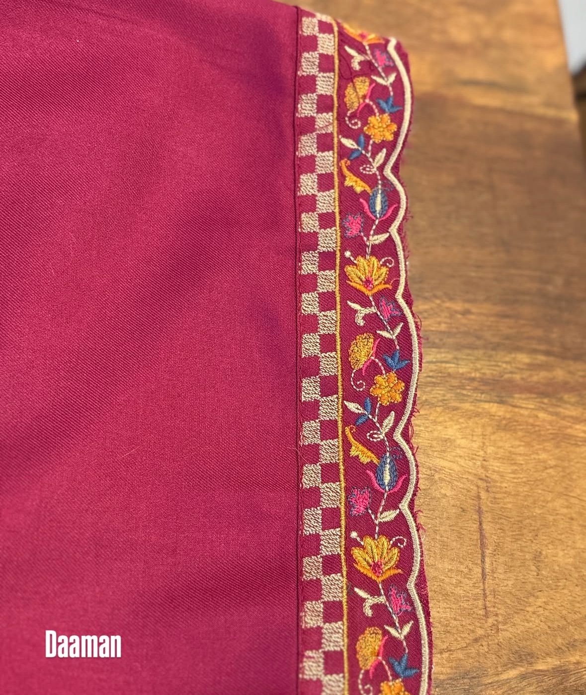 Woollen Woven Salwars with Reversible Shawl by Ikhtirah (Pink) - Image 4
