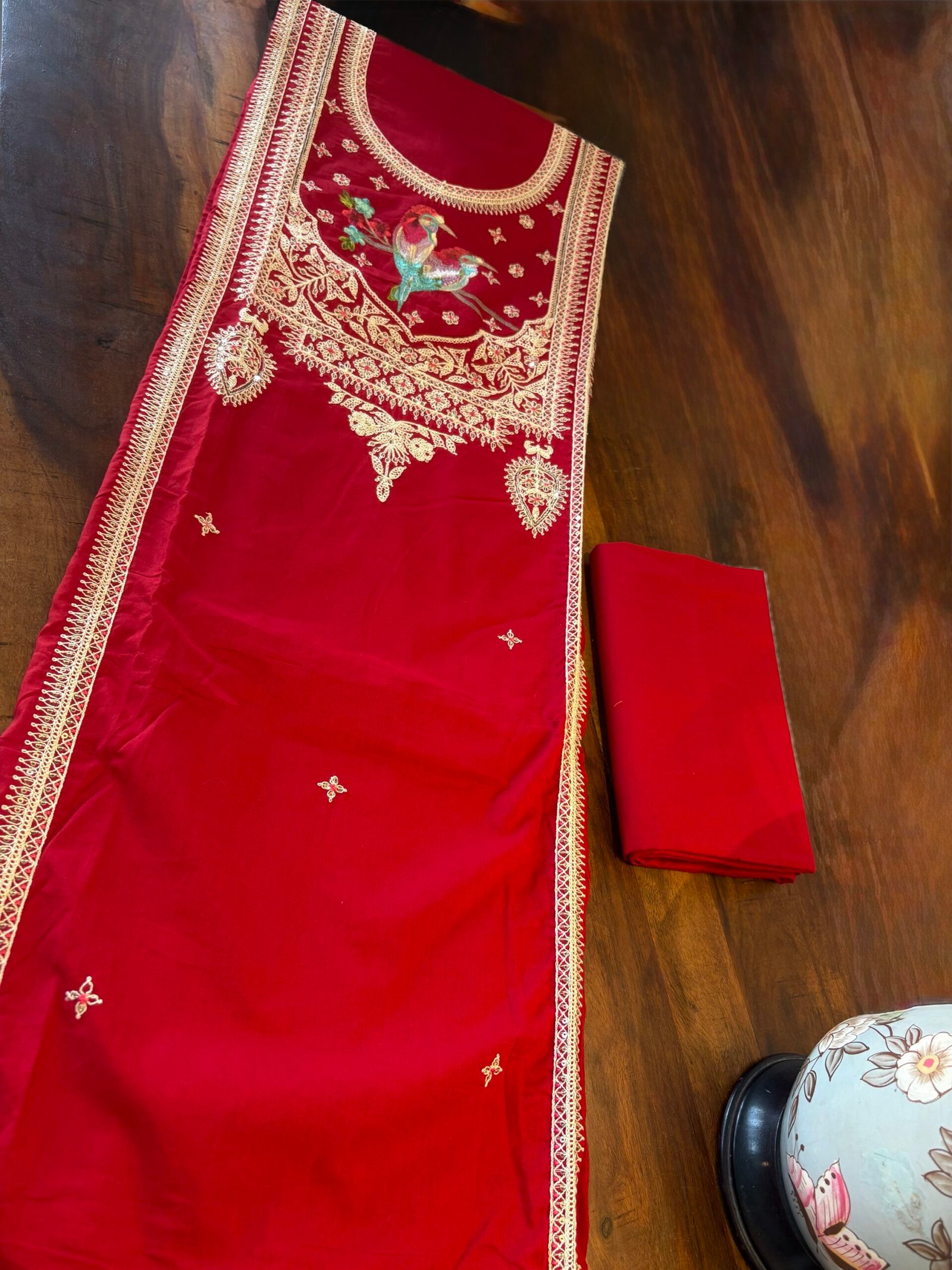 Pure Cambric Cotton Embroidered Designer Salwars by Ikhtirah - Image 4