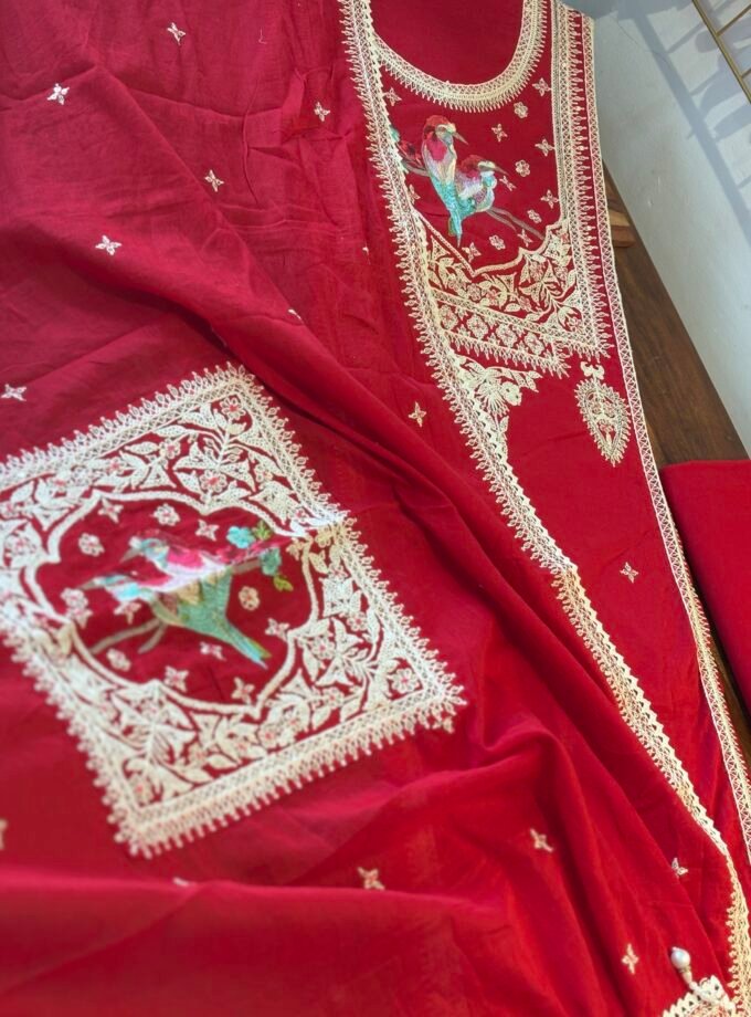 Pure Cambric Cotton Embroidered Designer Salwars by Ikhtirah