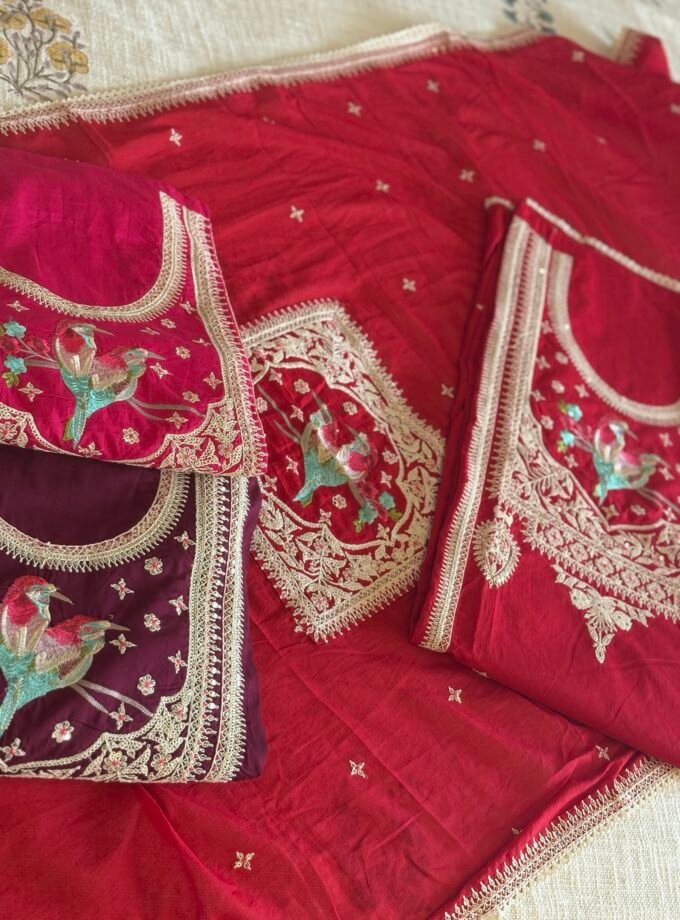 Pure Cambric Cotton Embroidered Designer Salwars by Ikhtirah