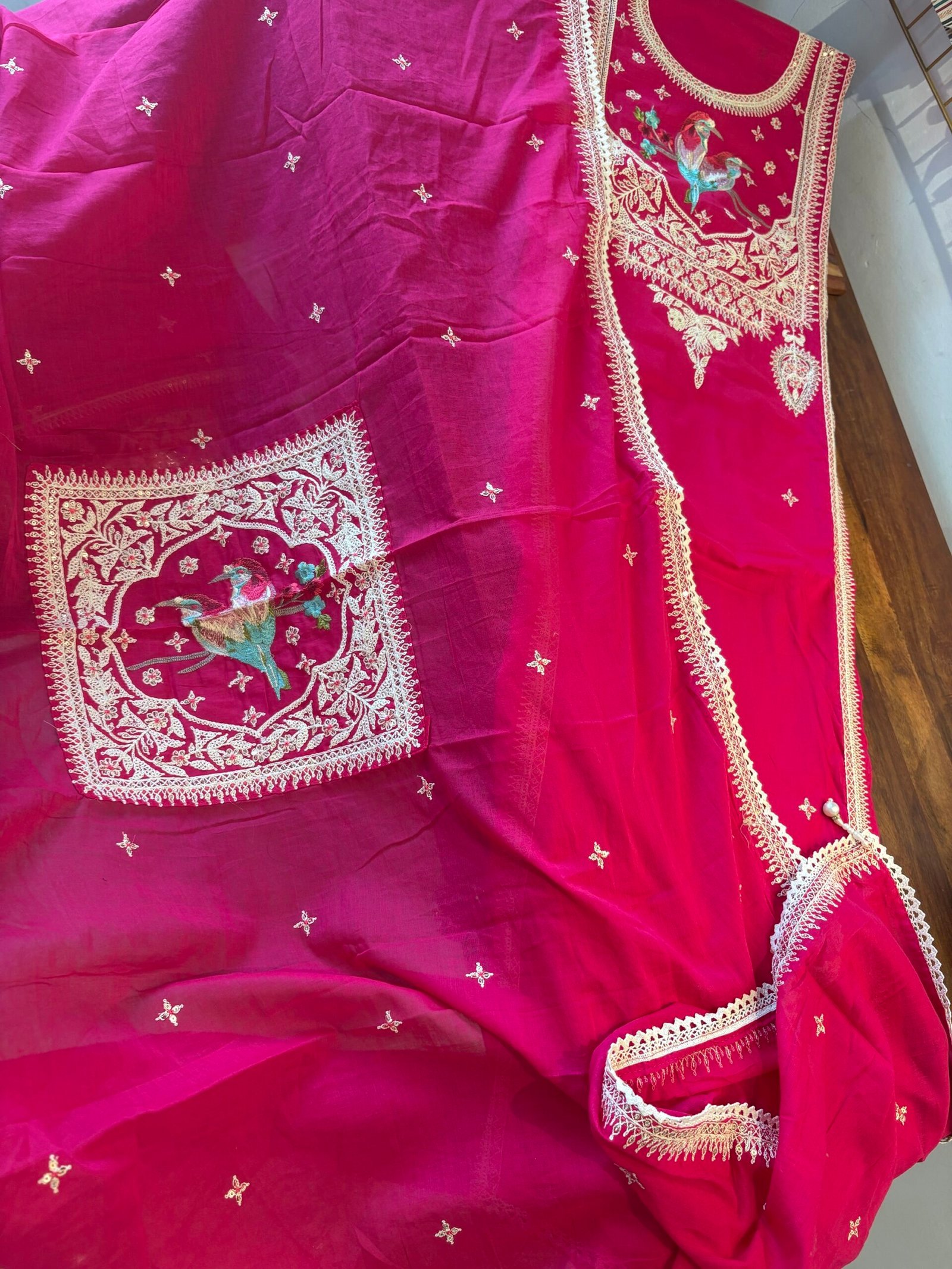 Pure Cambric Cotton Embroidered Designer Salwars by Ikhtirah - Image 5