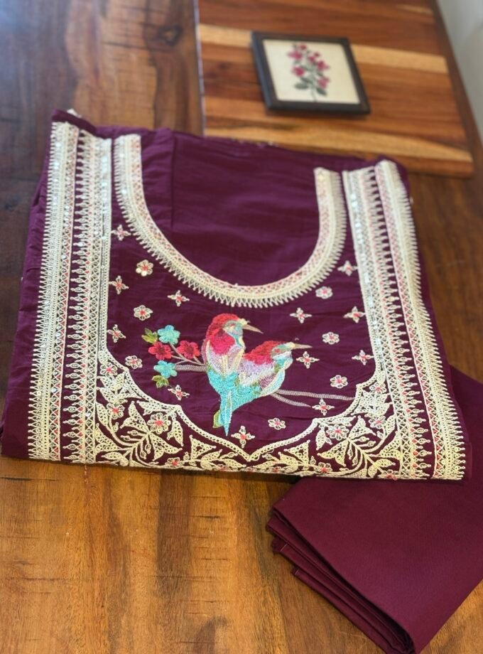 Pure Cambric Cotton Embroidered Designer Salwars by Ikhtirah
