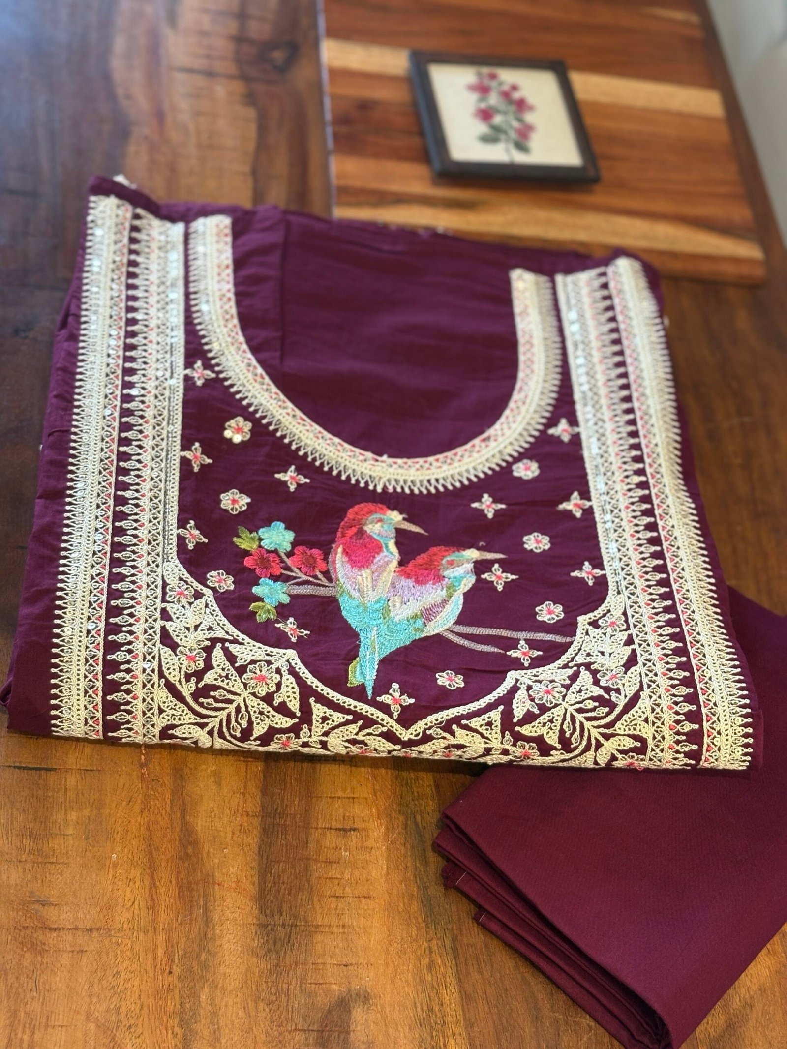 Pure Cambric Cotton Embroidered Designer Salwars by Ikhtirah - Image 4