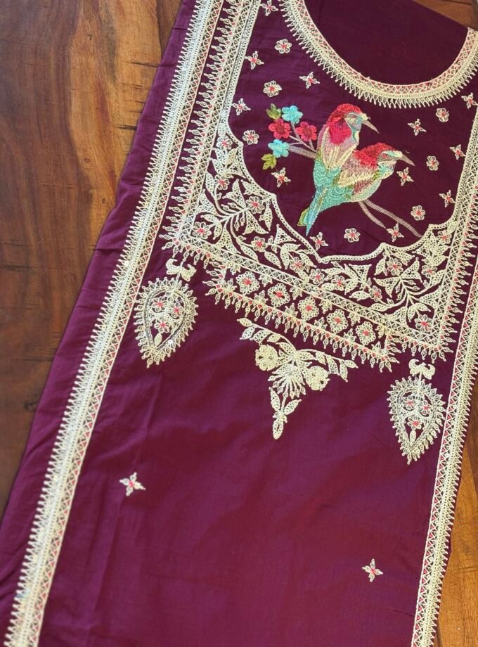 Pure Cambric Cotton Embroidered Designer Salwars by Ikhtirah