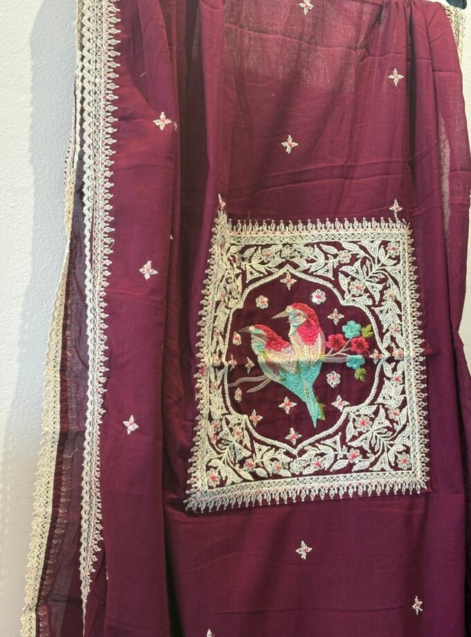 Pure Cambric Cotton Embroidered Designer Salwars by Ikhtirah