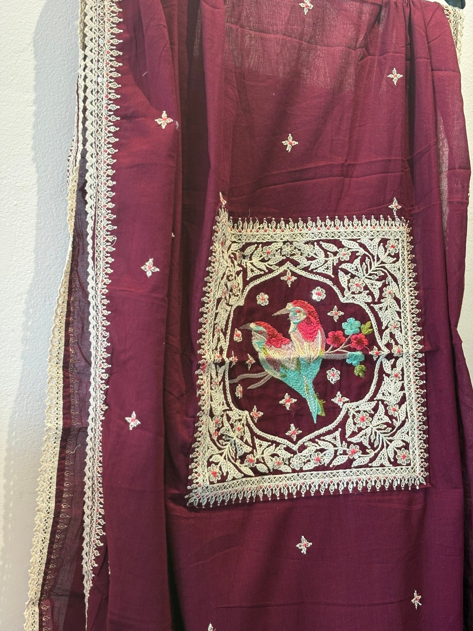 Pure Cambric Cotton Embroidered Designer Salwars by Ikhtirah - Image 2