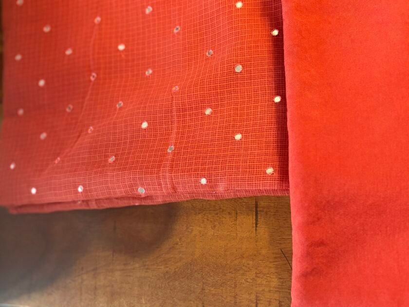 Pure and Soft Cotton Kota by Kota with hand mirror work Salwars by Ikhtirah (Rust) - Image 8