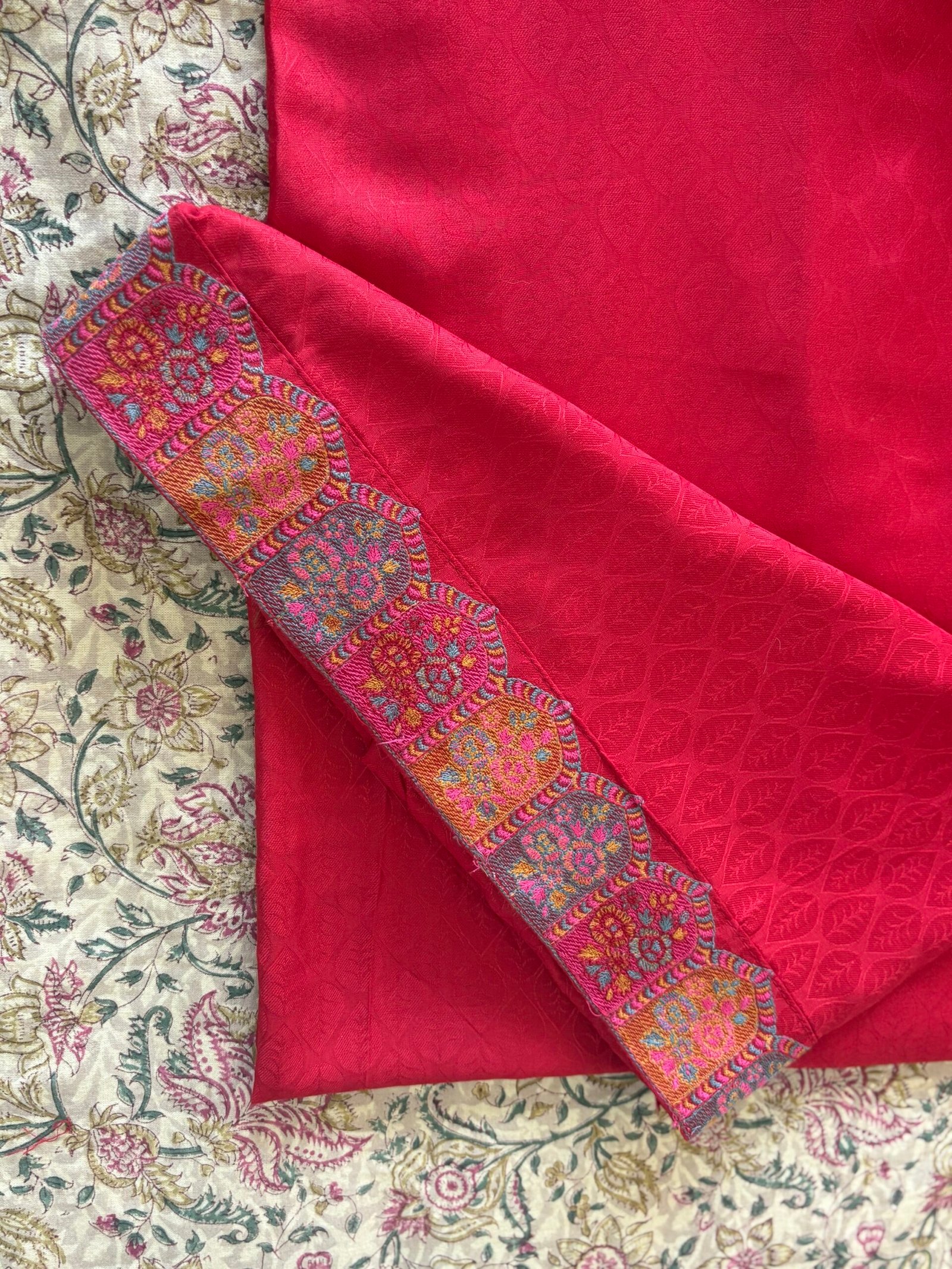 Woollen Woven Salwar with  Shawl by Ikhtirah (Red) - Image 6