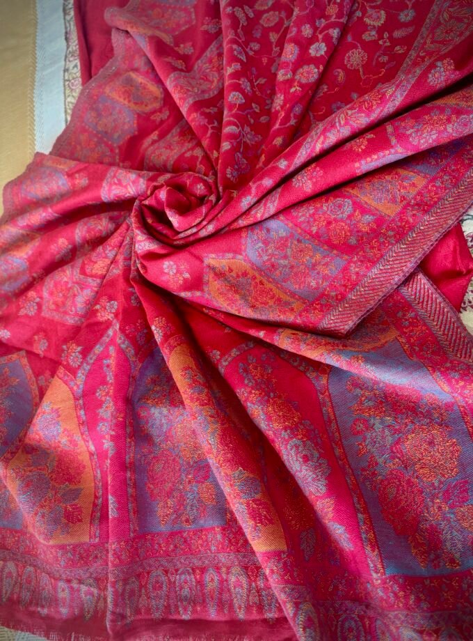 Woollen Woven Salwar with Shawl by Ikhtirah (Red)