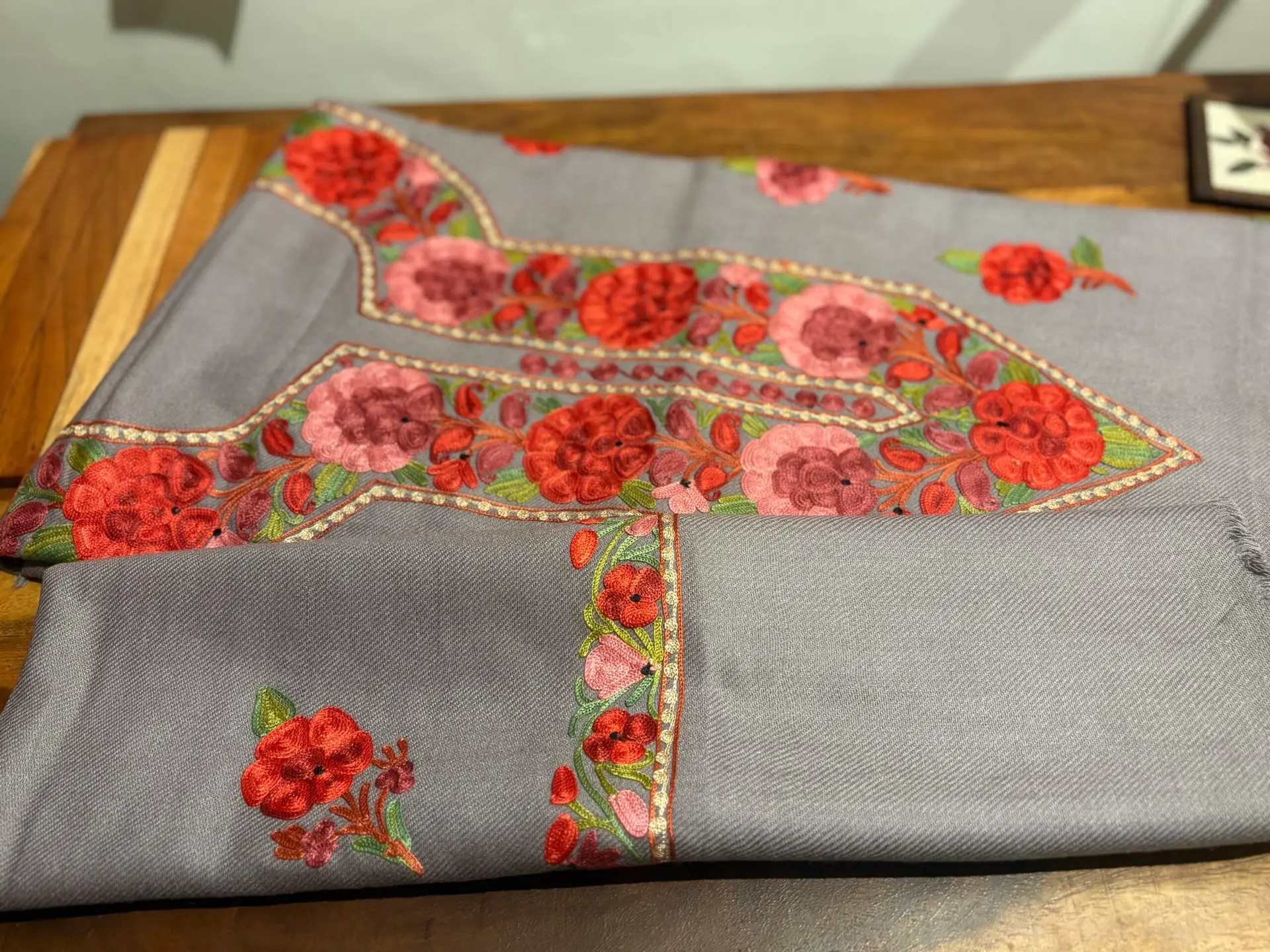 Ruffle Woollen Aari Worked 5Mtrs Salwars by Ikhtirah (lavender) - Image 2