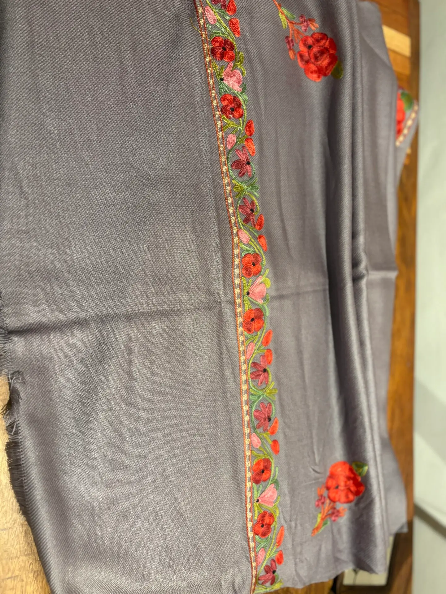 Ruffle Woollen Aari Worked 5Mtrs Salwars by Ikhtirah (lavender) - Image 6