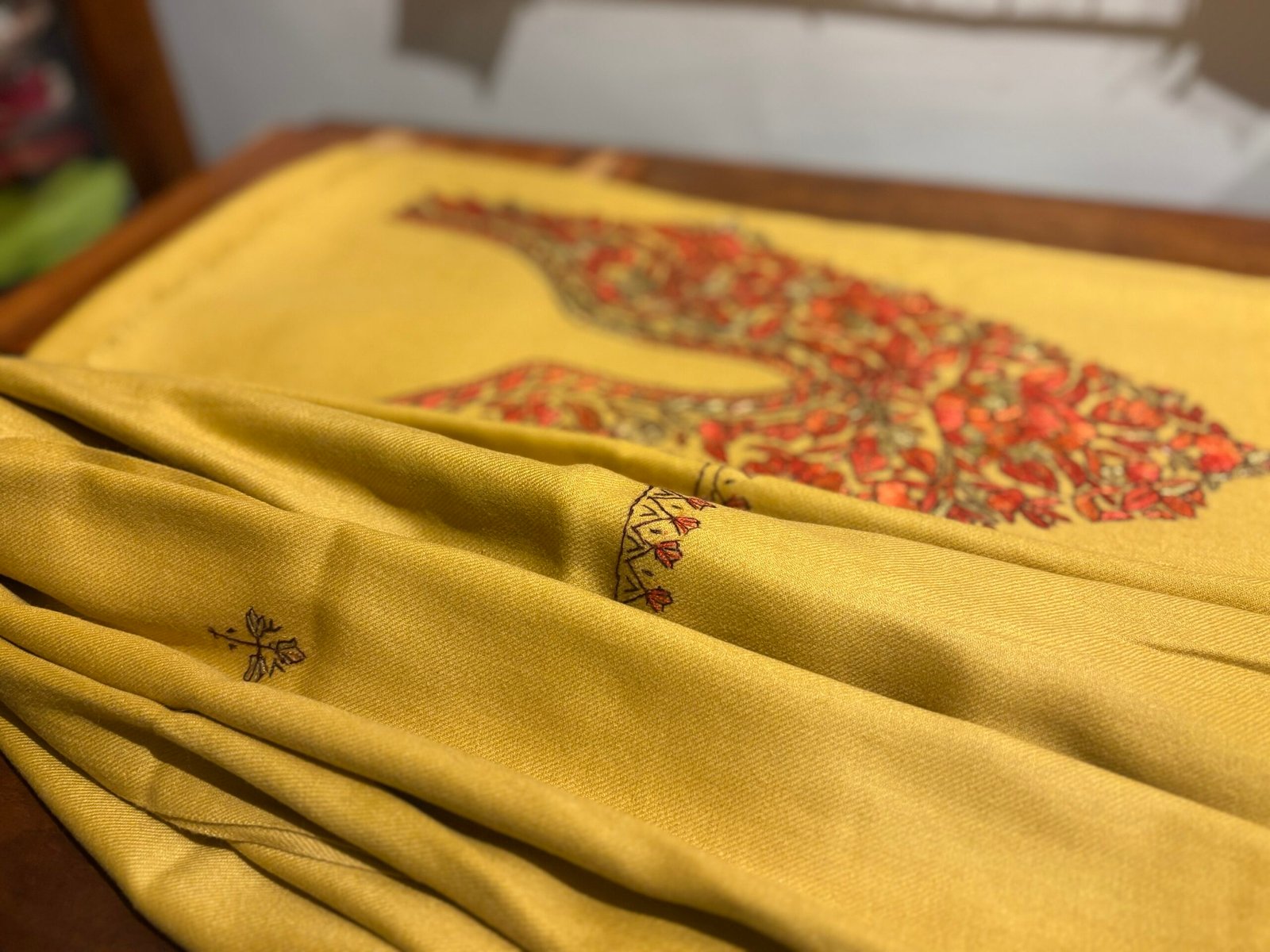 Fine 120 Count Woollen Pashmina Hand Embroidered 5Mtrs Salwars by Ikhtirah - Image 6