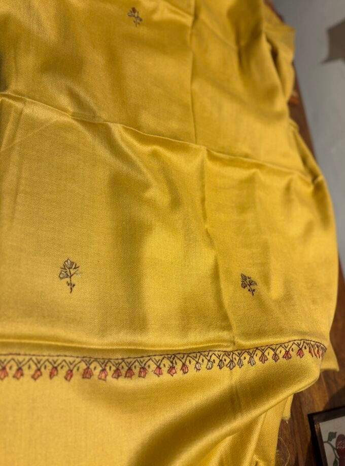 Fine 120 Count Woollen Pashmina Hand Embroidered 5Mtrs Salwars by Ikhtirah