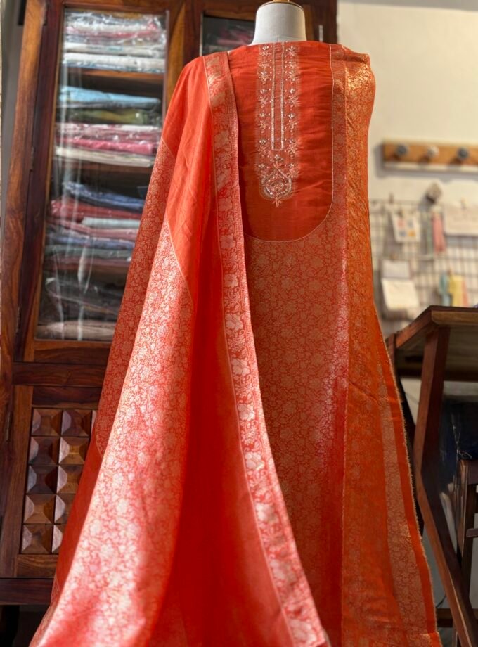 Handworked Soft Jacquard Tissue Silk Salwars by Ikhtirah