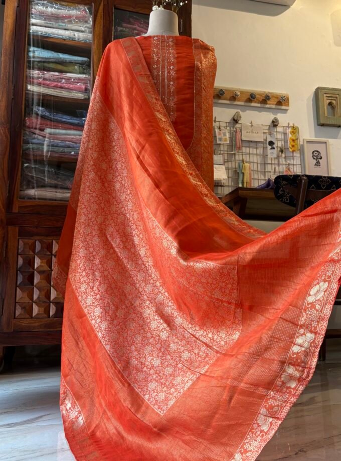 Handworked Soft Jacquard Tissue Silk Salwars by Ikhtirah