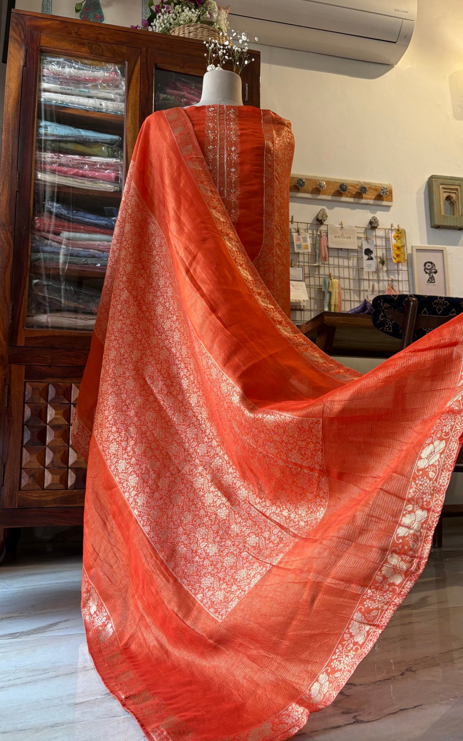 Handworked Soft Jacquard Tissue Silk Salwars by Ikhtirah - Image 3