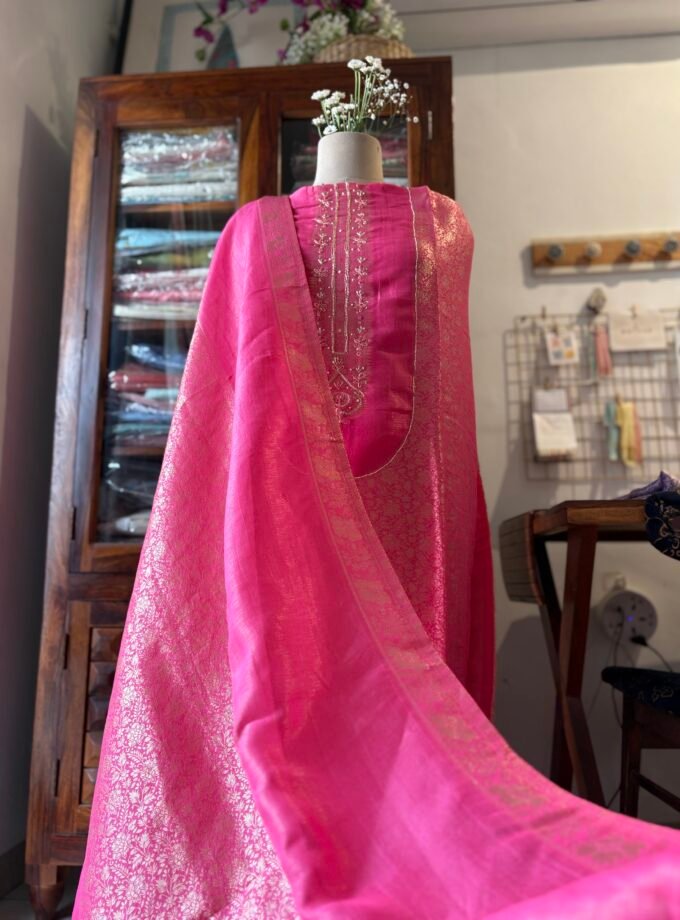 Handworked Soft Jacquard Tissue Silk Salwars by Ikhtirah