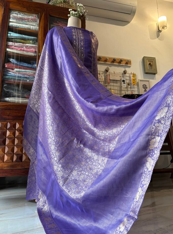 Handworked Soft Jacquard Tissue Silk Salwars by Ikhtirah