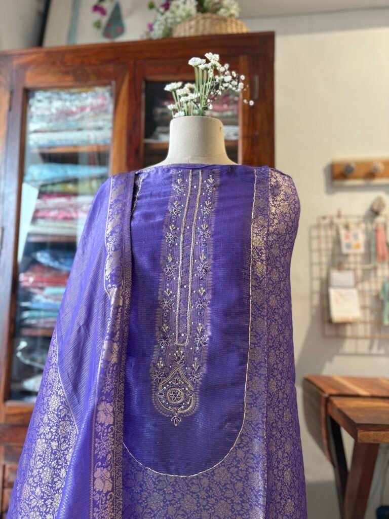 Handworked Soft Jacquard  Tissue Silk Salwars by Ikhtirah