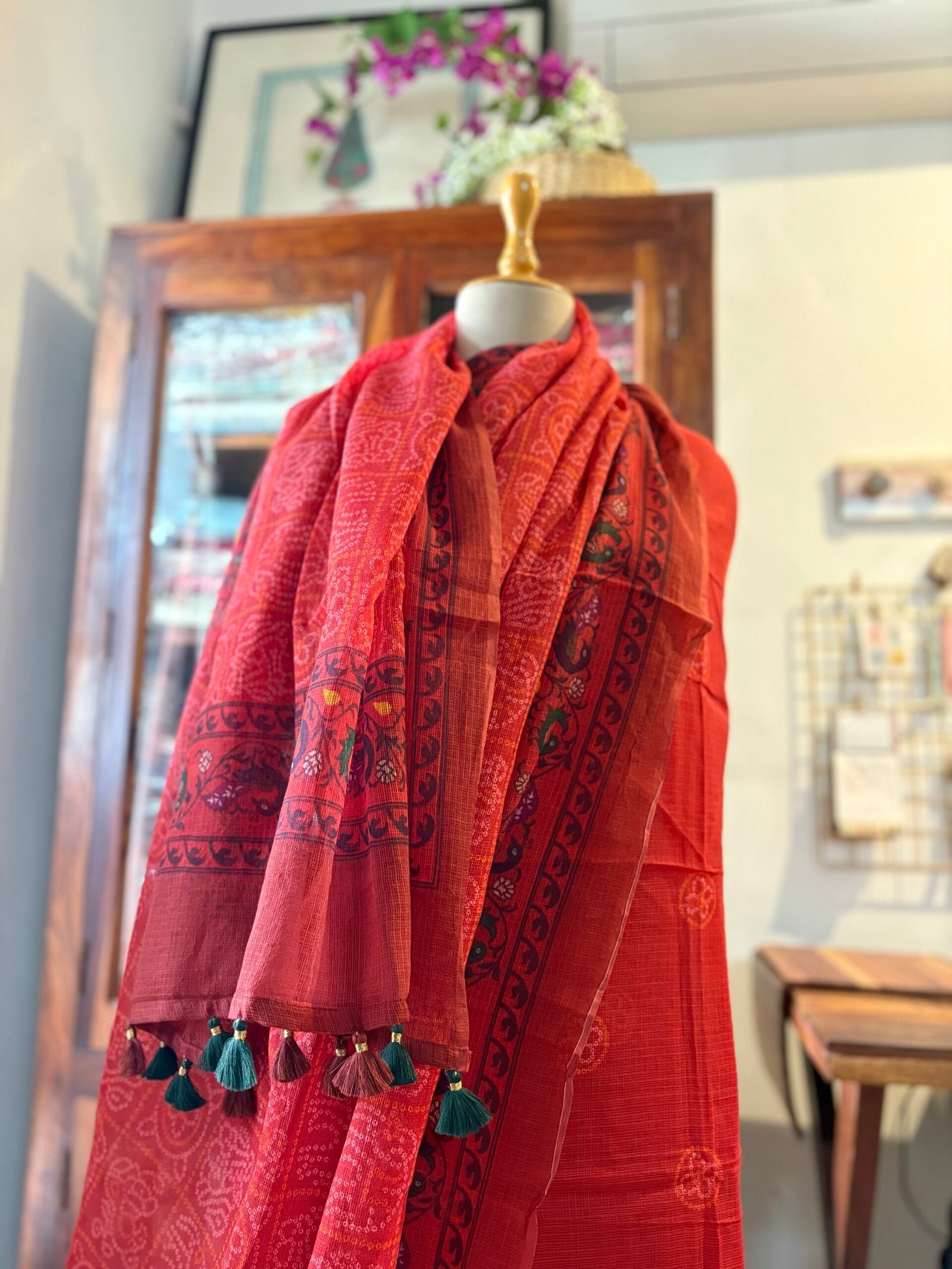 Pure Cotton Kota by Kota Patola-Bandhej inspired Salwars by Ikhtirah (Red)